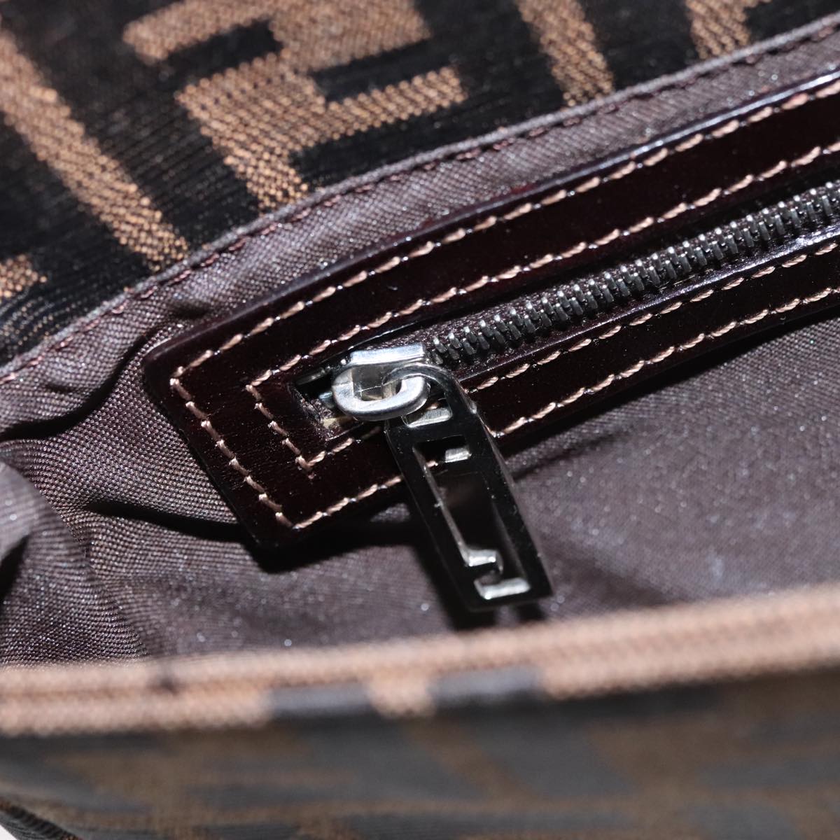 FENDI Zucca Canvas Shoulder Bag Brown ep7236