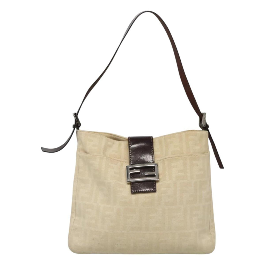 FENDI Zucca Canvas Shoulder Bag Beige ep7339