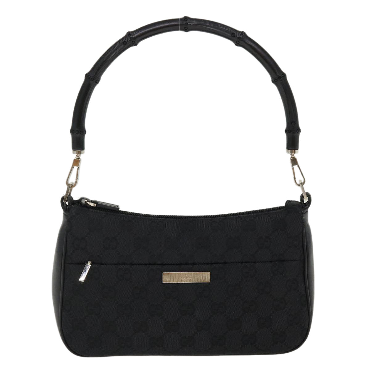 GUCCI GG Canvas Bamboo Hand Bag Black 001.3870 001274 ep811