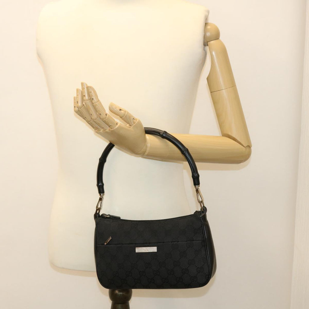 GUCCI GG Canvas Bamboo Hand Bag Black 001.3870 001274 ep811