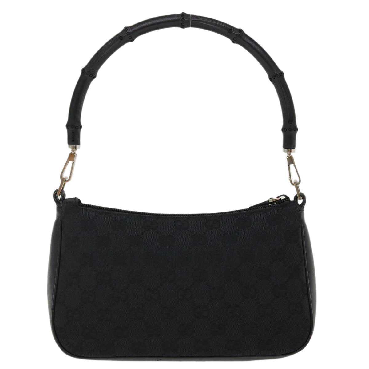 GUCCI GG Canvas Bamboo Hand Bag Black 001.3870 001274 ep811