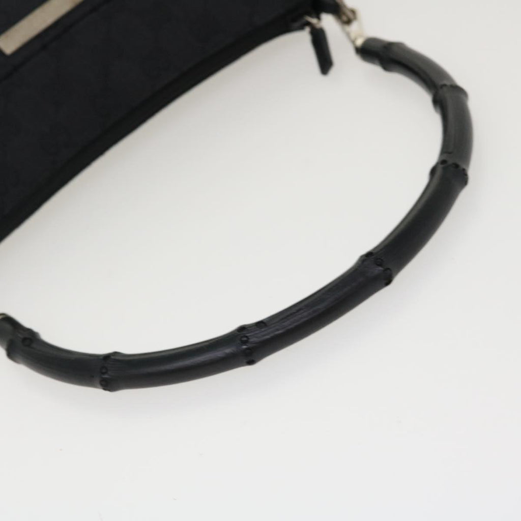 GUCCI GG Canvas Bamboo Hand Bag Black 001.3870 001274 ep811