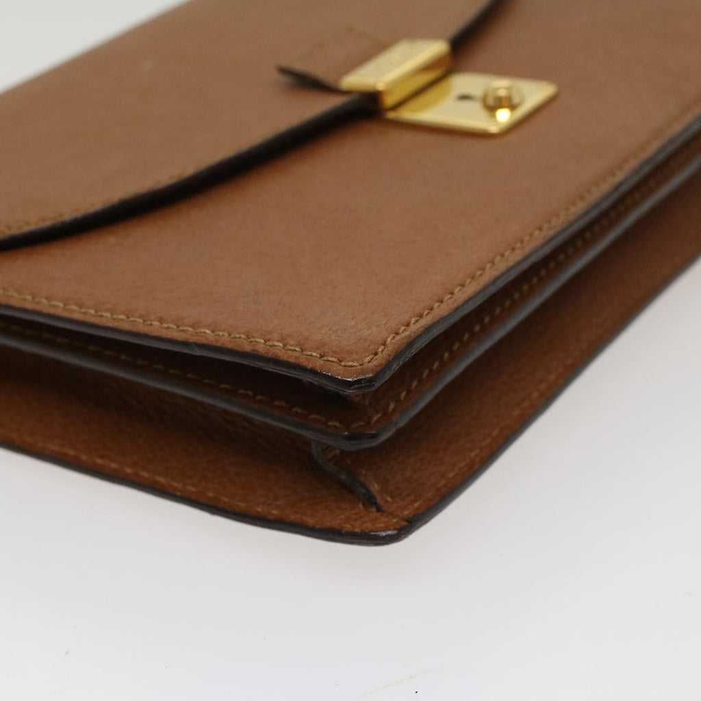 GUCCI Clutch Bag Leather Brown ep904