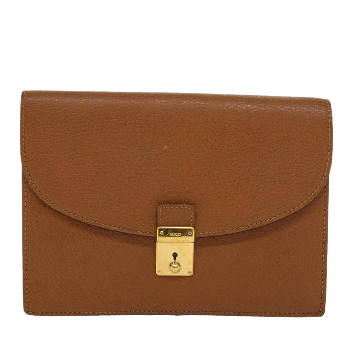 GUCCI Clutch Bag Leather Brown ep904