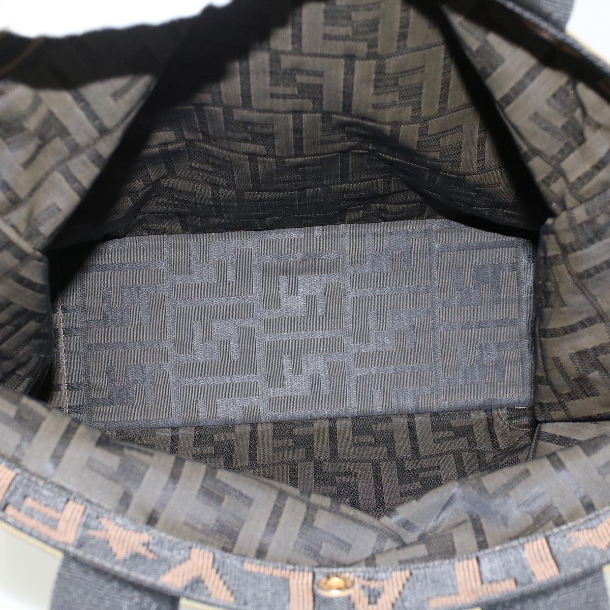 FENDI Zucca Canvas Tote Bag Black Brown ep938