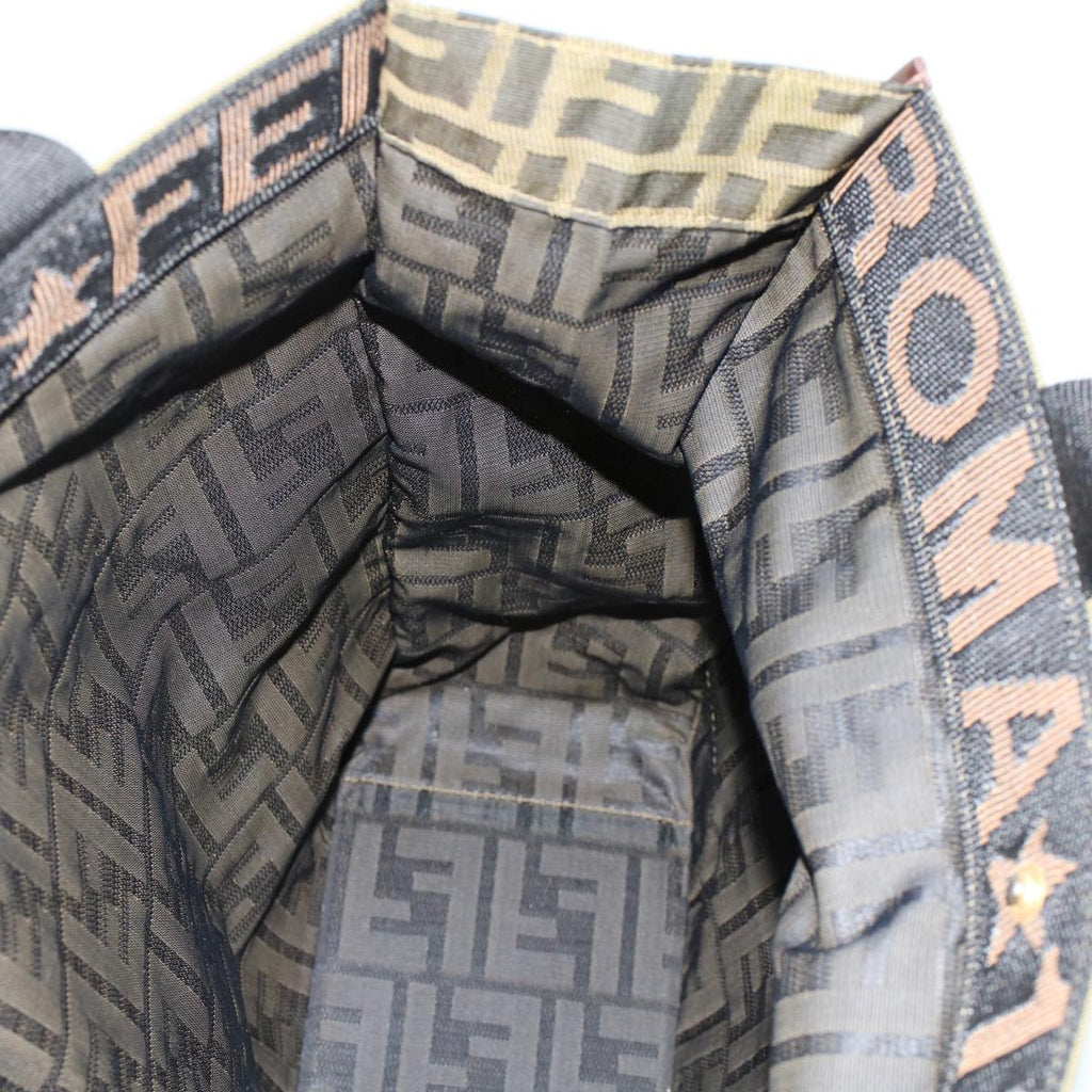 FENDI Zucca Canvas Tote Bag Black Brown ep938