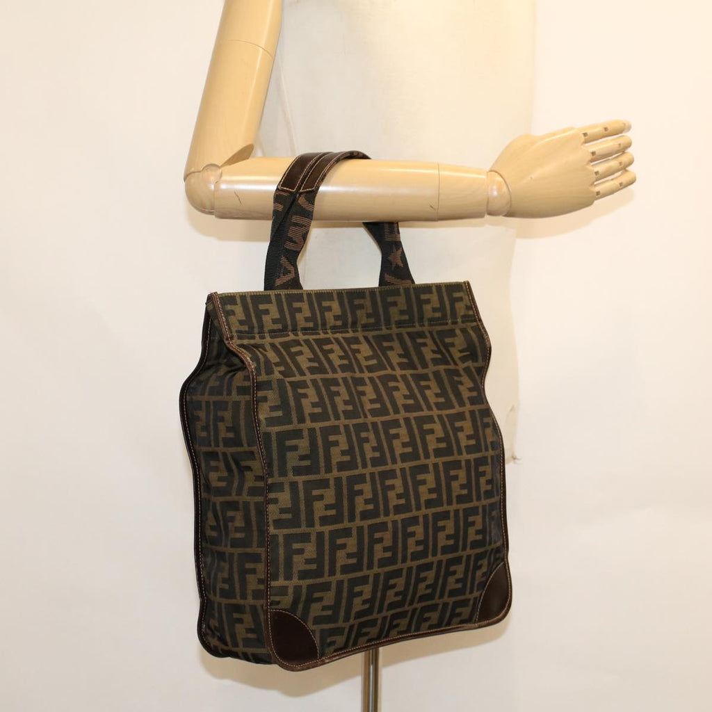 FENDI Zucca Canvas Tote Bag Black Brown ep938