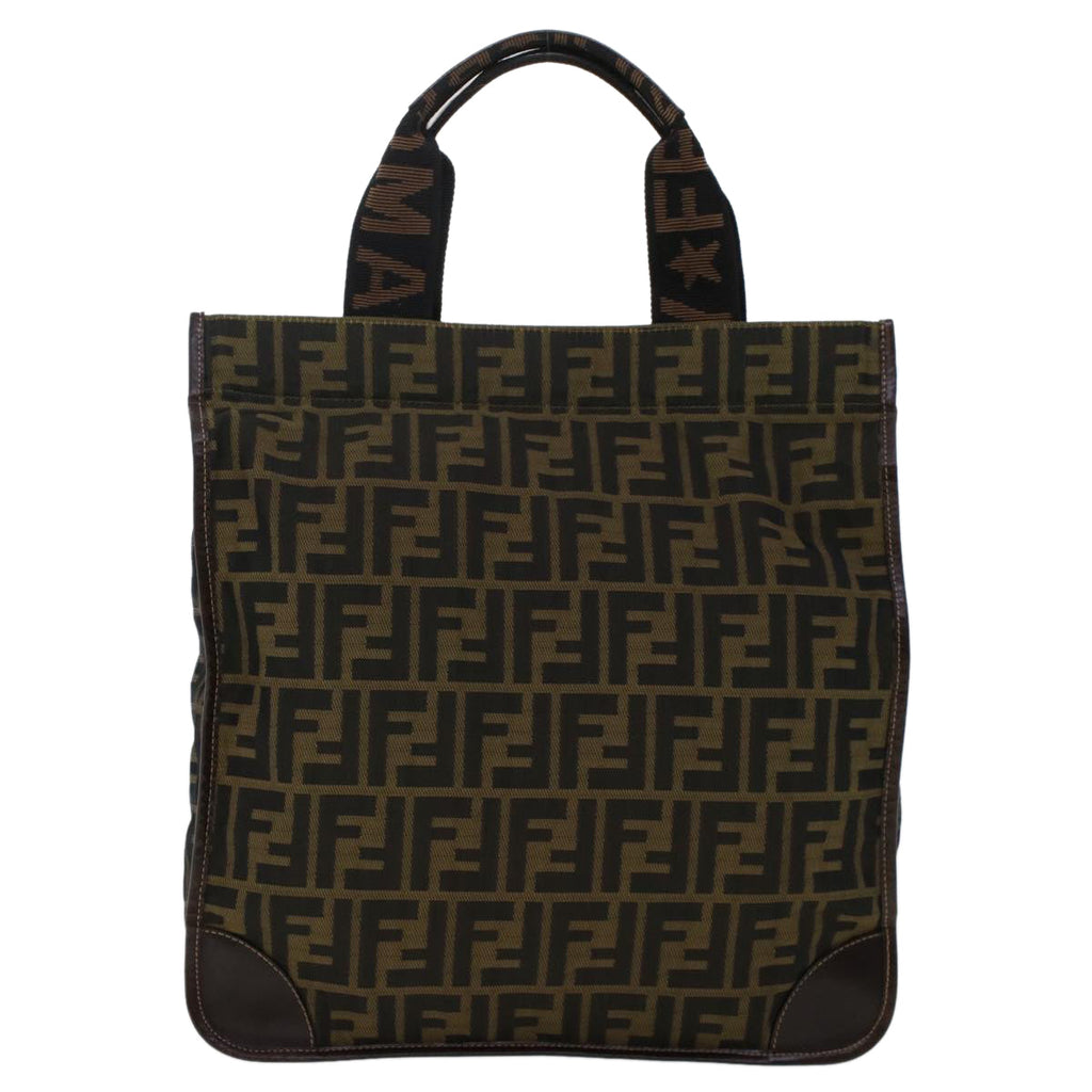 FENDI Zucca Canvas Tote Bag Black Brown ep938