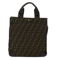 FENDI Zucca Canvas Tote Bag Black Brown ep938