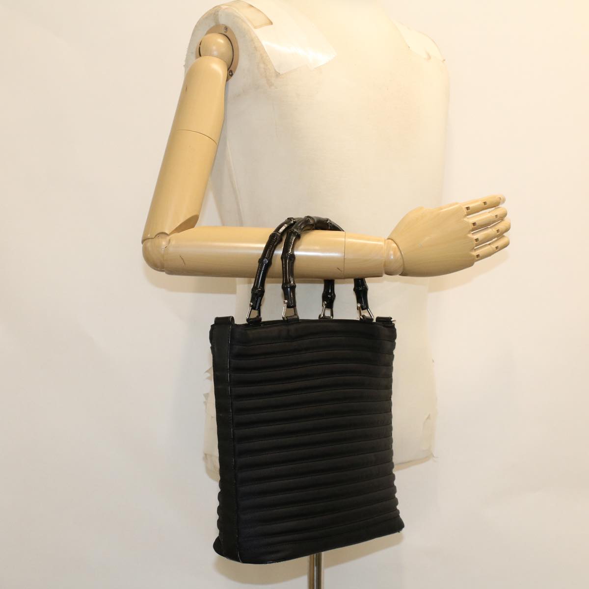 GUCCI Bamboo Shoulder Bag Nylon Black 000•1705•0588 ep982