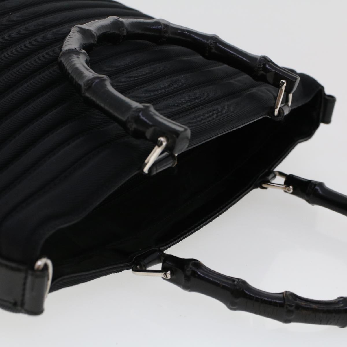GUCCI Bamboo Shoulder Bag Nylon Black 000•1705•0588 ep982