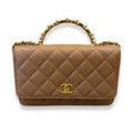 CHANEL BEIGE TOP HANDLE WITH PEARLS BAG