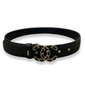 CHANEL BLACK LEATHER CC CHAIN BELT
