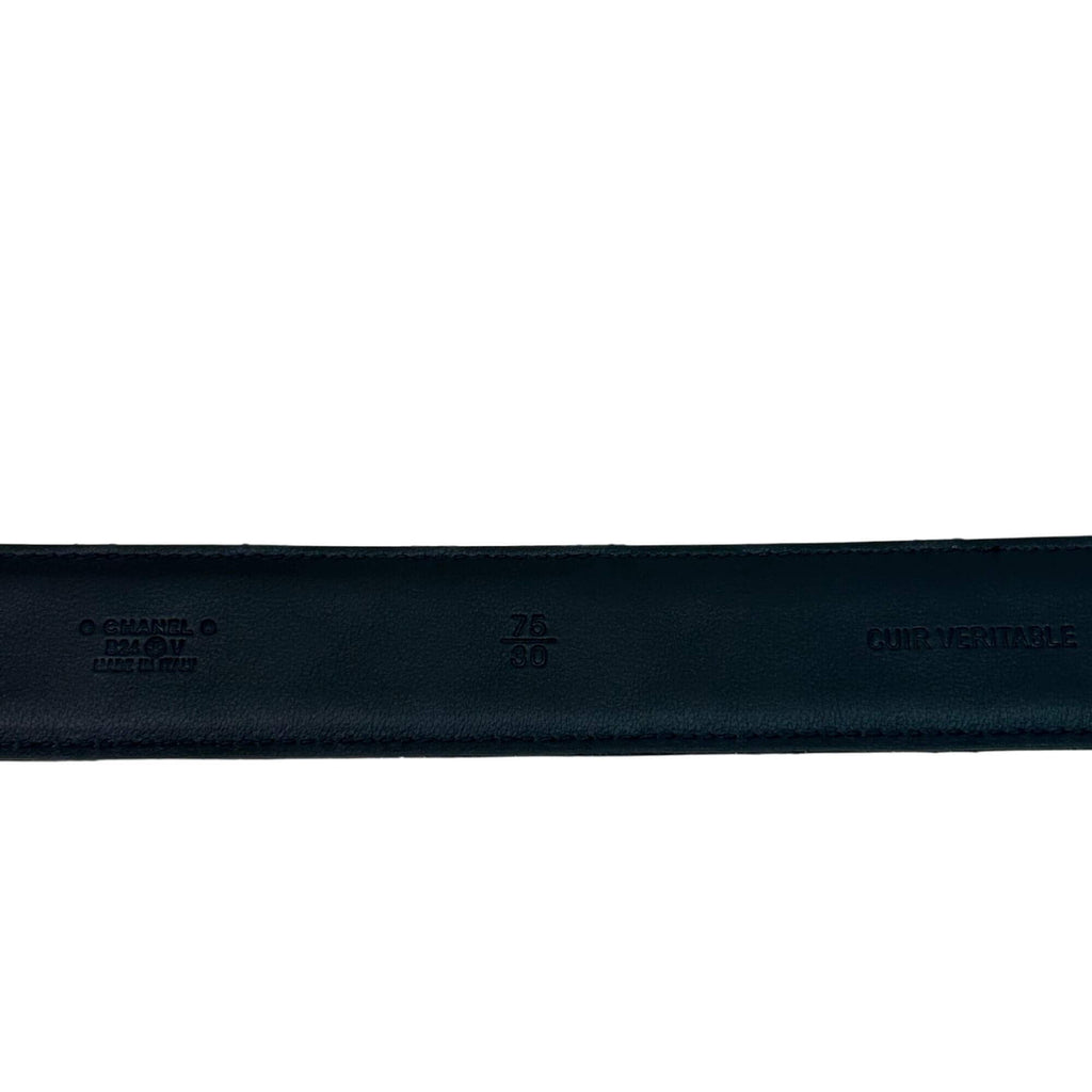 CHANEL BLACK LEATHER CC CHAIN BELT
