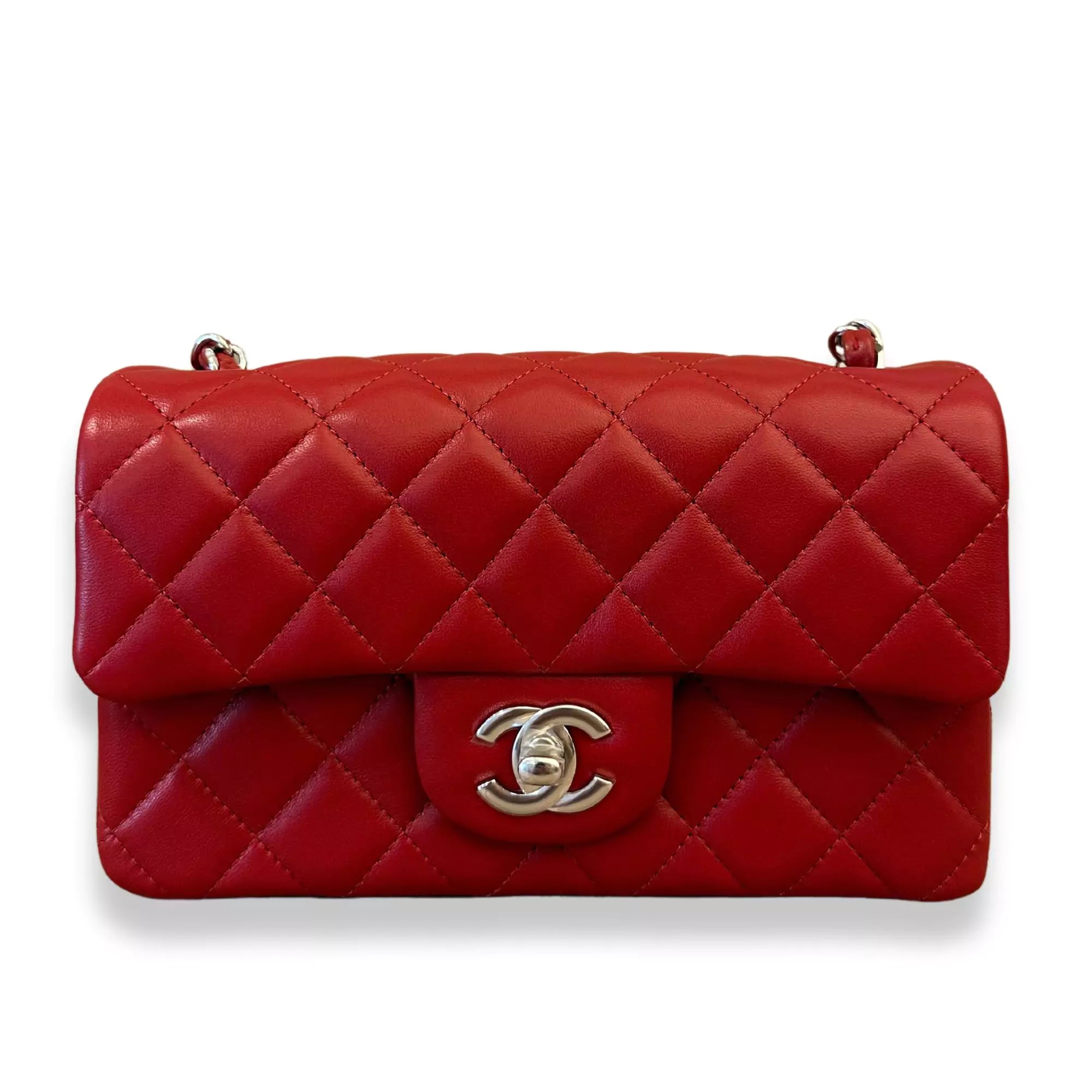 CHANEL RED SMALL CLASSIC FLAP BAG