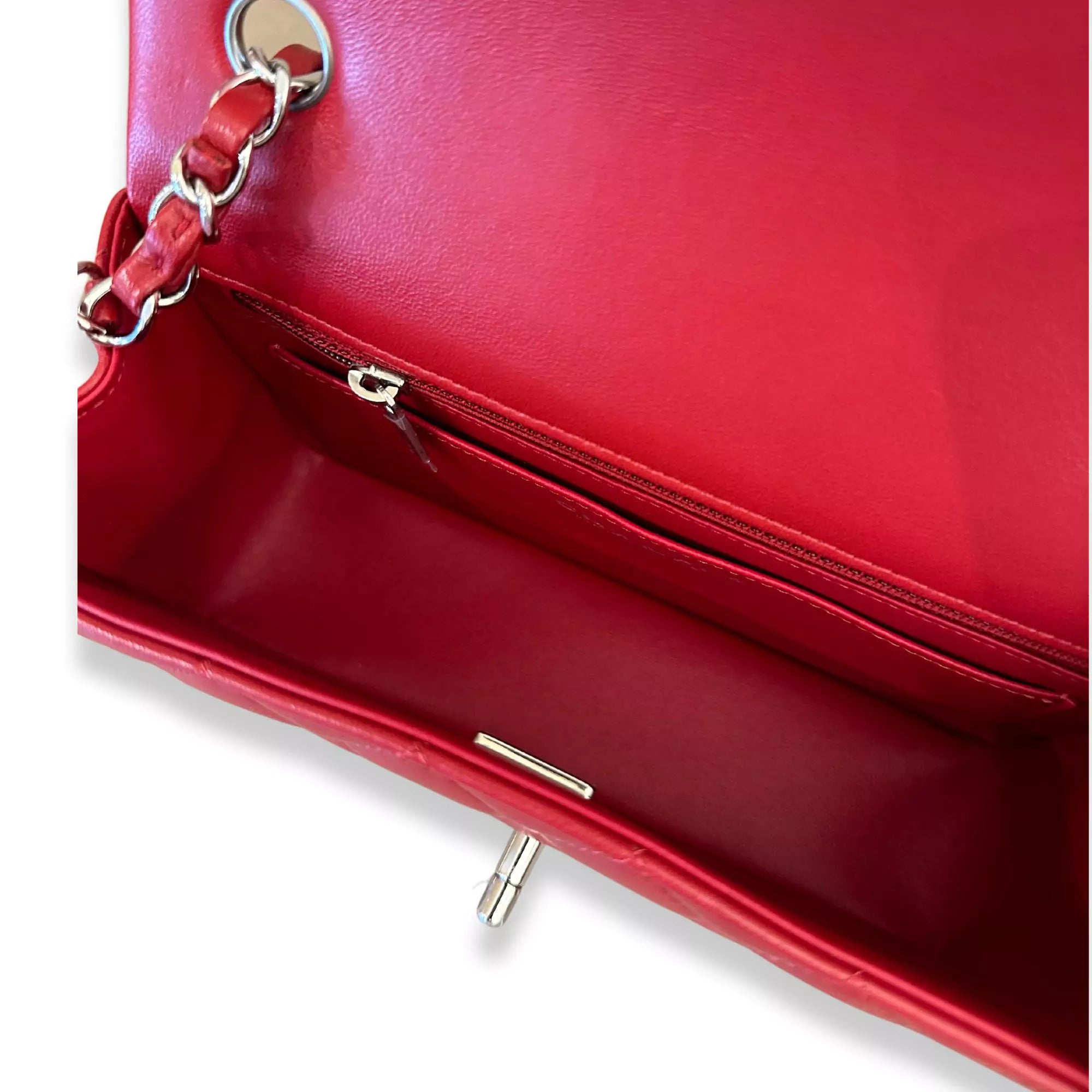 CHANEL RED SMALL CLASSIC FLAP BAG