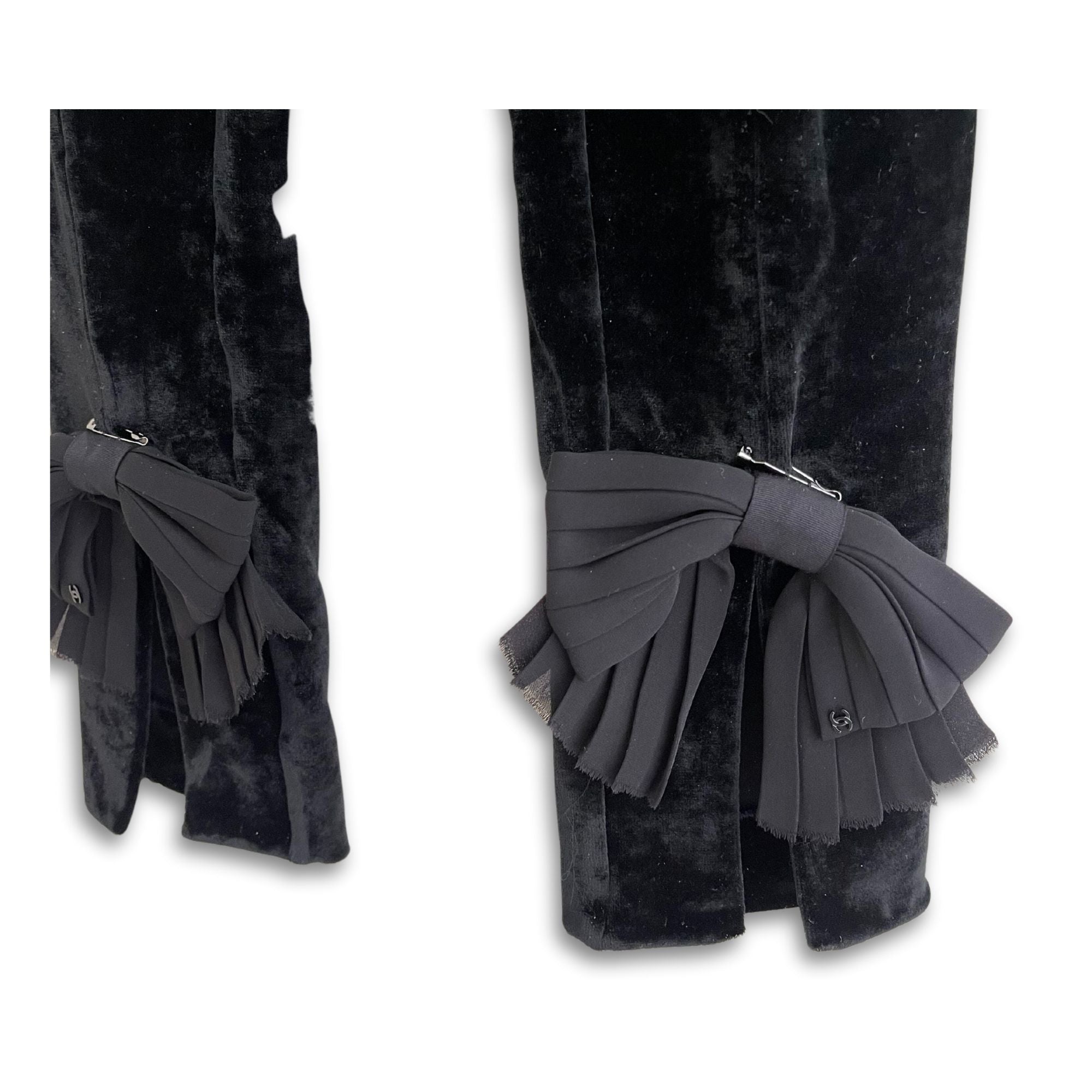 CHANEL BLACK VELVET LACES LEGGINS