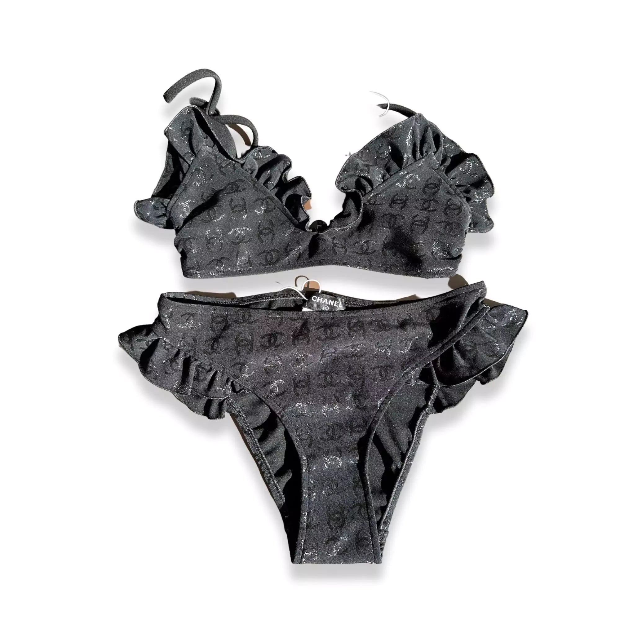 CHANEL BLACK SWIMSUIT TOP & BOTTOM
