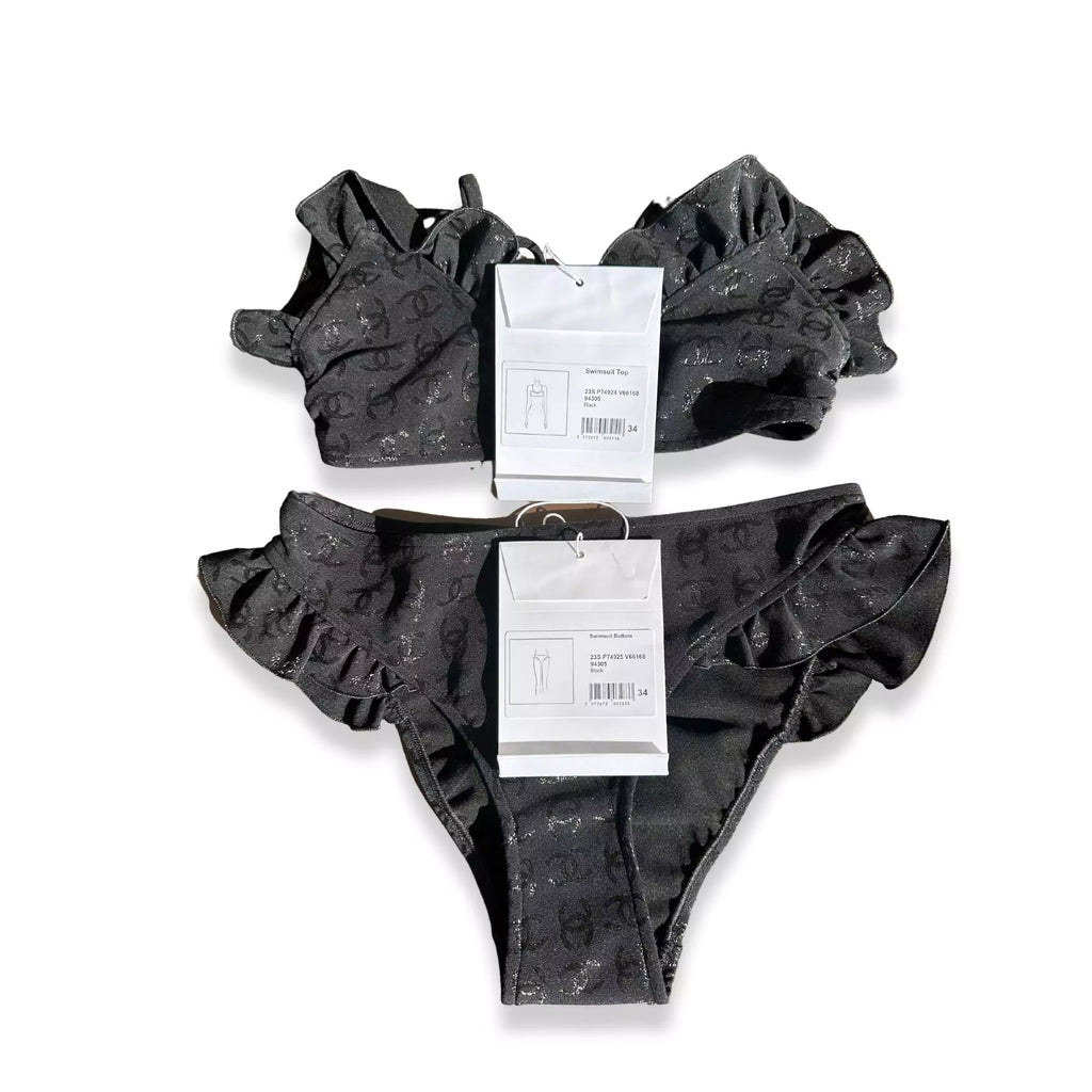 CHANEL BLACK SWIMSUIT TOP & BOTTOM