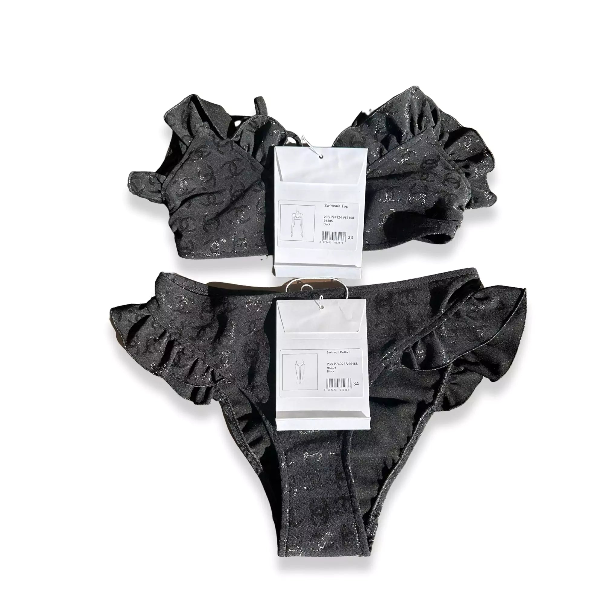 CHANEL BLACK SWIMSUIT TOP & BOTTOM