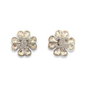 CHANEL SILVER CC CRYSTAL FLOWER EARRINGS
