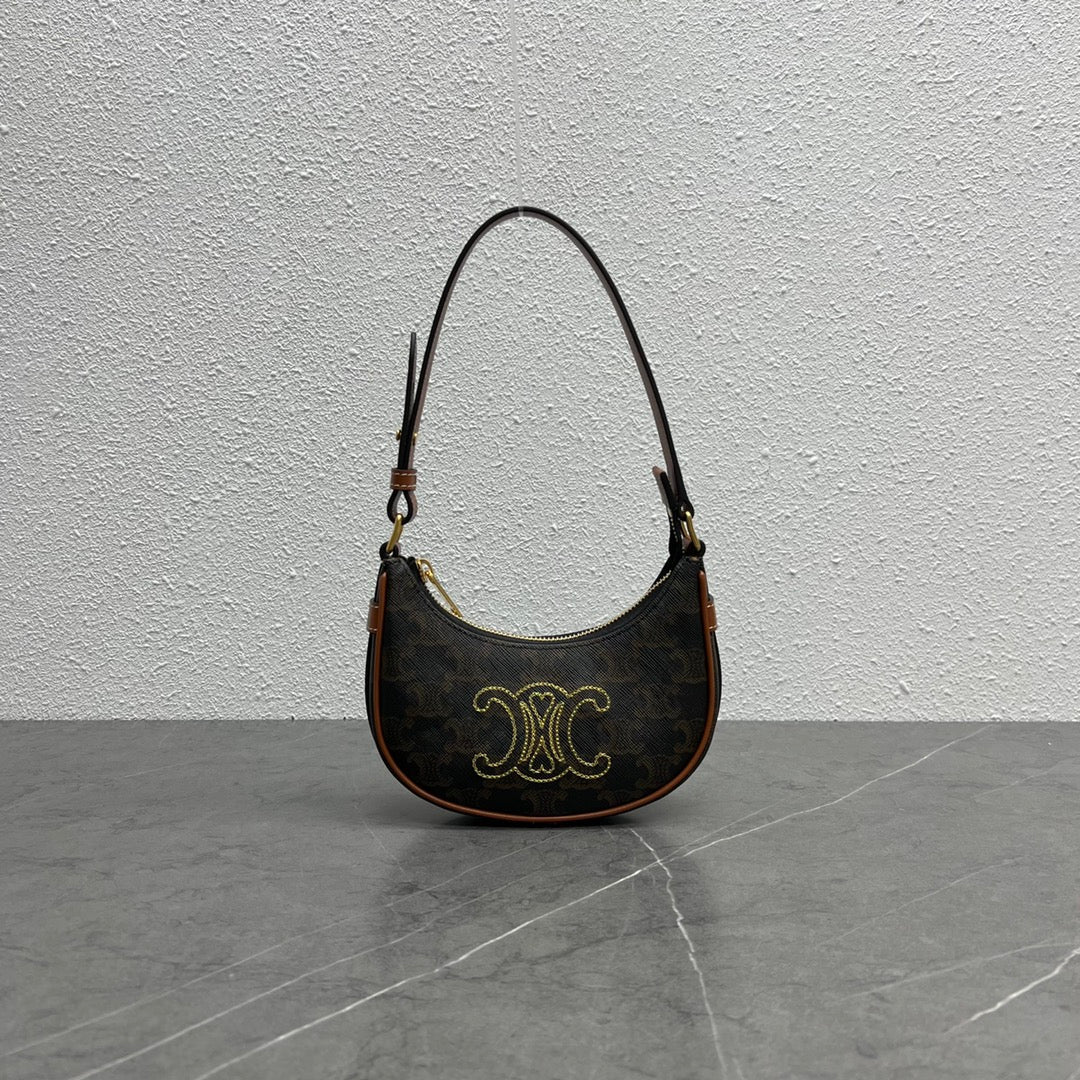CE Triope Heart Embroidered Mini Abba – Triope Canvas Brown For Women 6.4in/16cm 10I602EB1.04LU