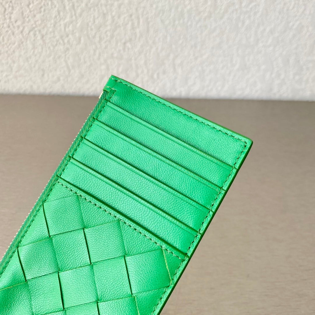 BV Zipped Card Case Green, For Women, Women’s Bags 5.5in/14cm 666939VCPP33722