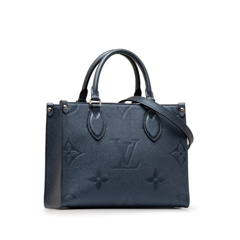 Louis Vuitton Monogram Emplant On The Gor PM Handbag Shoulder Bag 2WAY M58956 Metal Blue Leather  Louis Vuitton