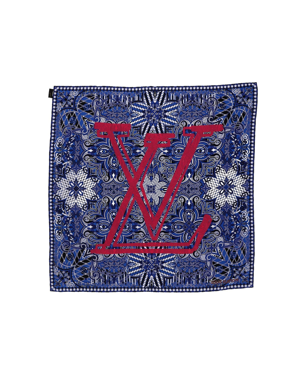 Louis Vuitton LV Bandana Scarf Coquelicot in Blue Silk