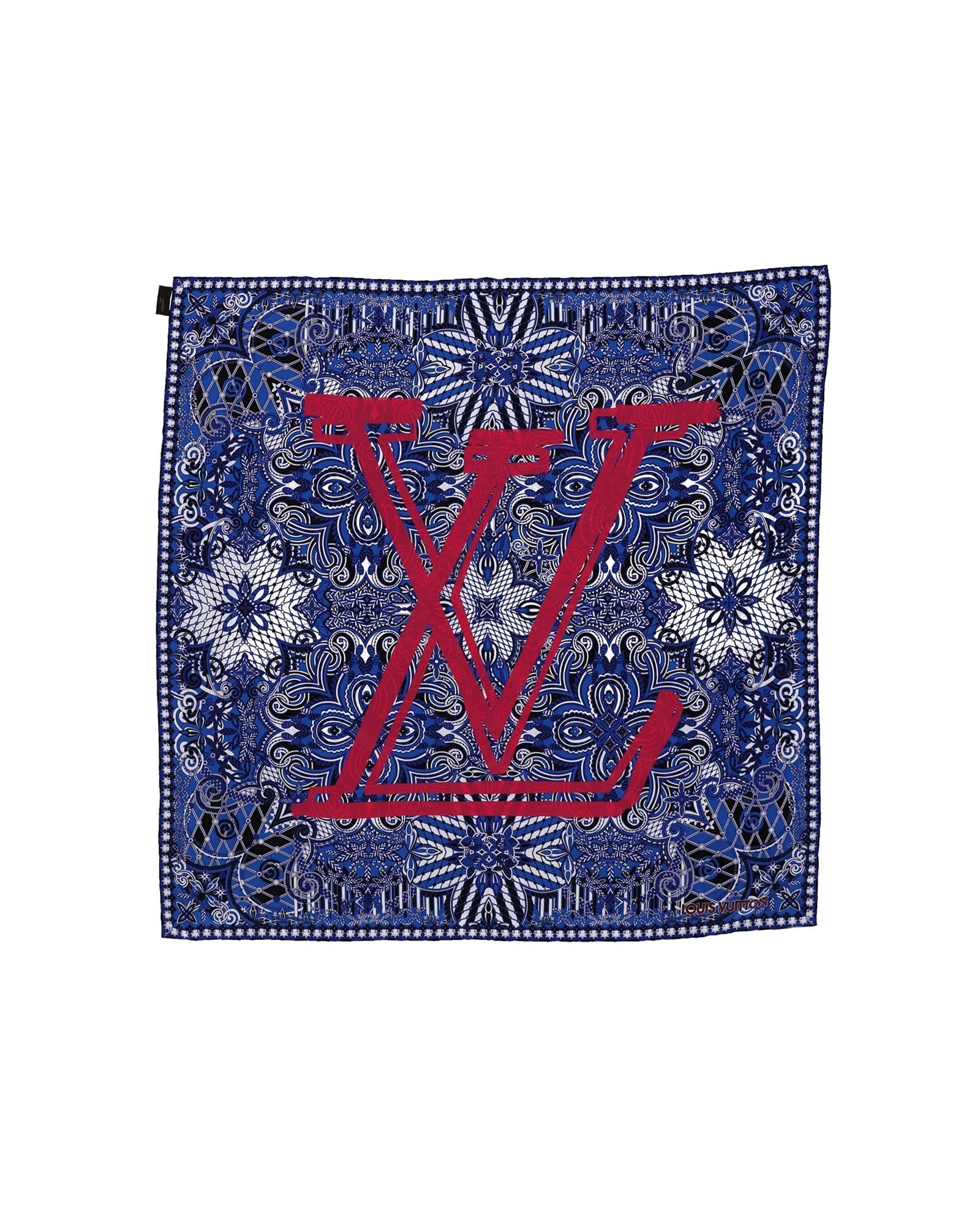 Louis Vuitton LV Bandana Scarf Coquelicot in Blue Silk