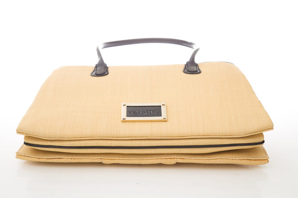 Valentino Raffia Black Patent Leather Shoulder Bag