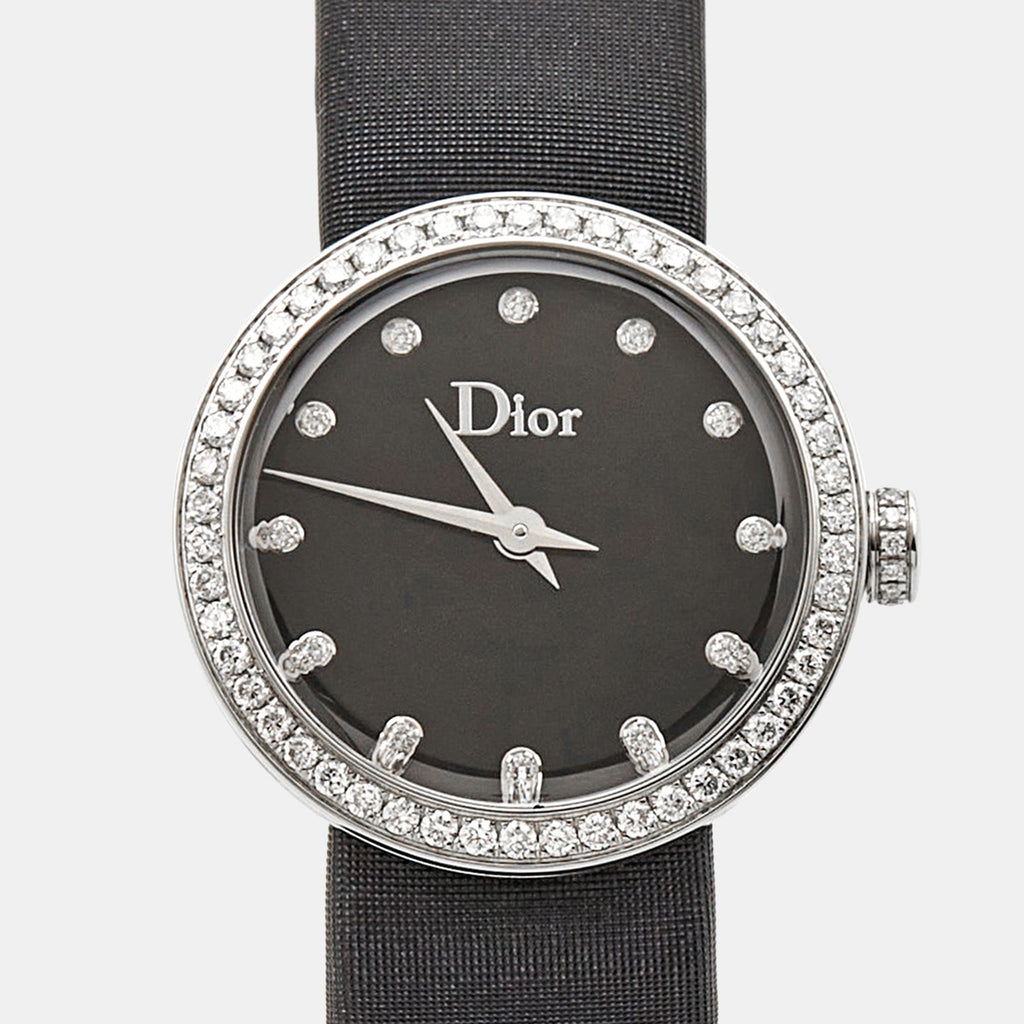 Dior Black Stainless Steel Diamond Satin La D De Dior Cd043114A002 Women Wristwatch 25 Mm