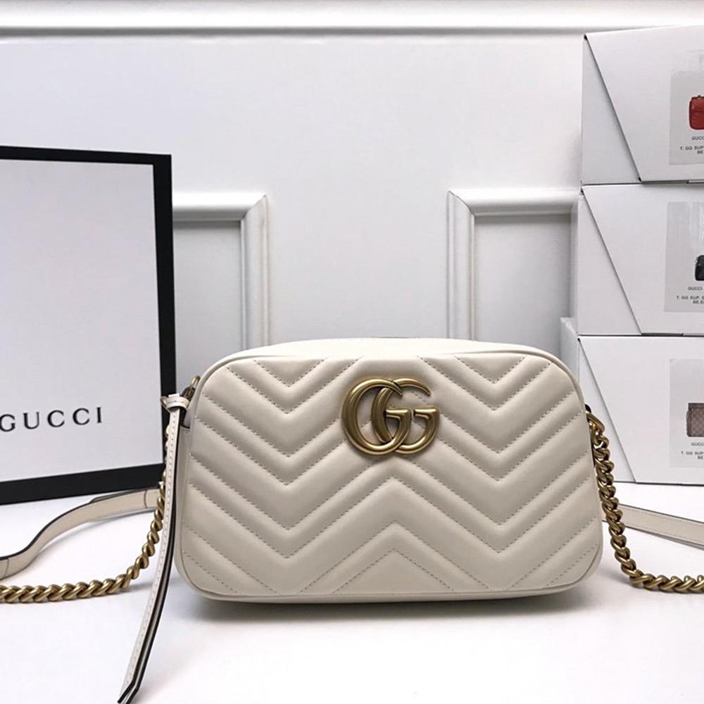GG Marmont small matelassÃƒÆ’Ã‚Â© shoulder bag white