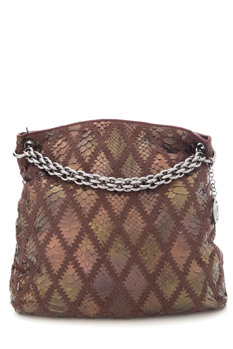 Chanel Purple Snakeskin Shimmer Hobo Handbag