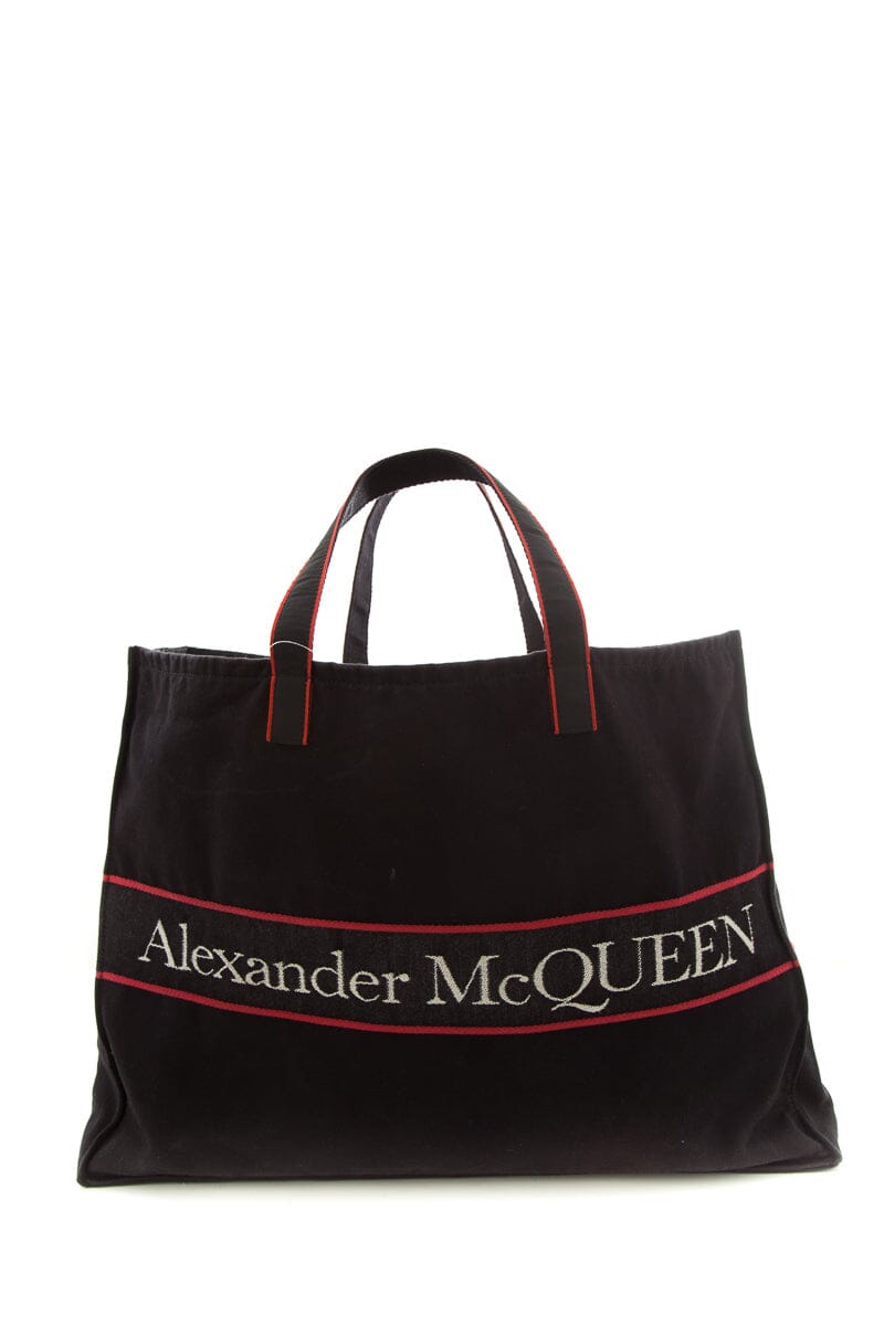 Alexander McQueen Black & Red Signature Canvas Tote