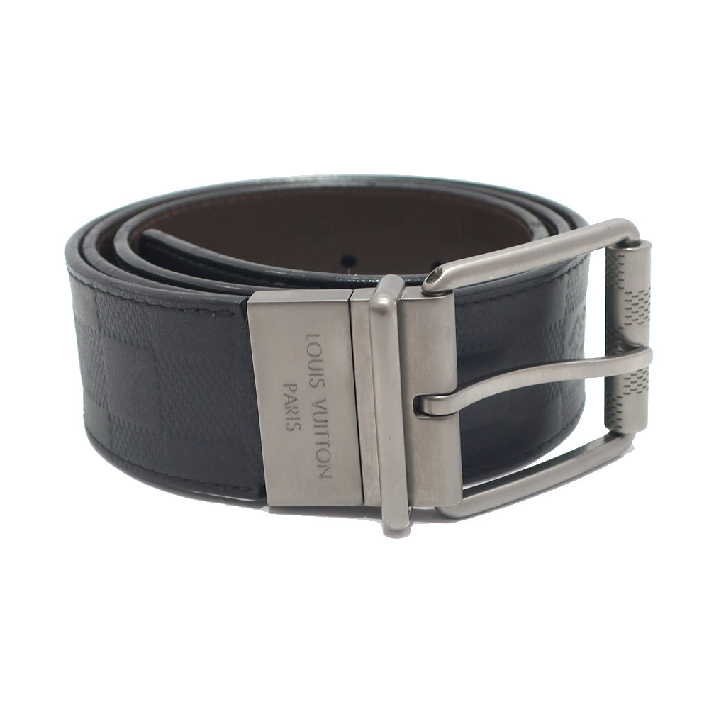 Louis Vuitton Belt Damieprint 40MM M9150 Damie Black/Brown Silver  90  Mens Box