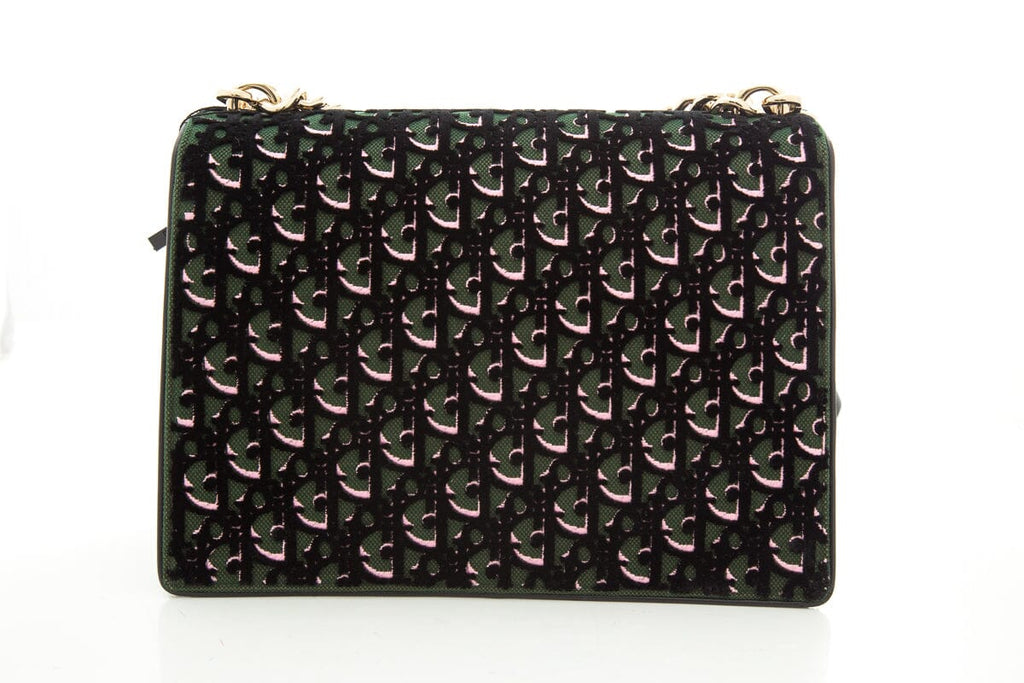 Diorama Green & Pink Velvet Oblique Handbag