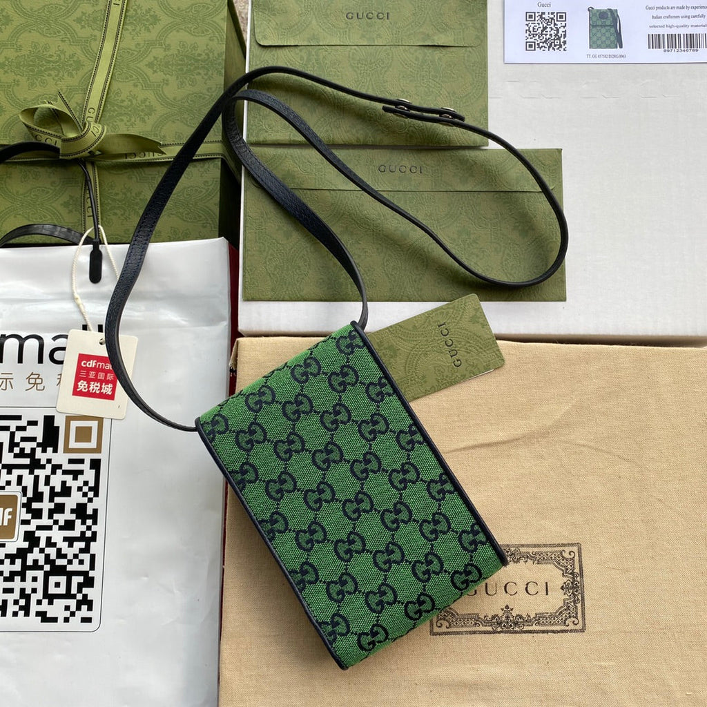 gg Mini Bag In Green gg Canvas For Women 7in/18cm gg 657582