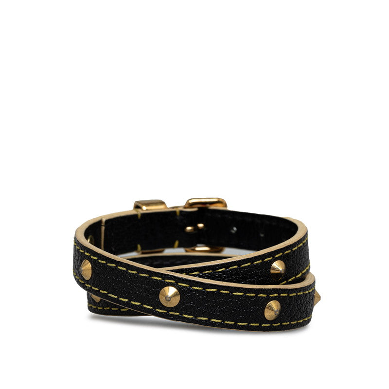 Louis Vuitton Double-Tour Bracelet M91844 Black G Leather   Louis Vuitton