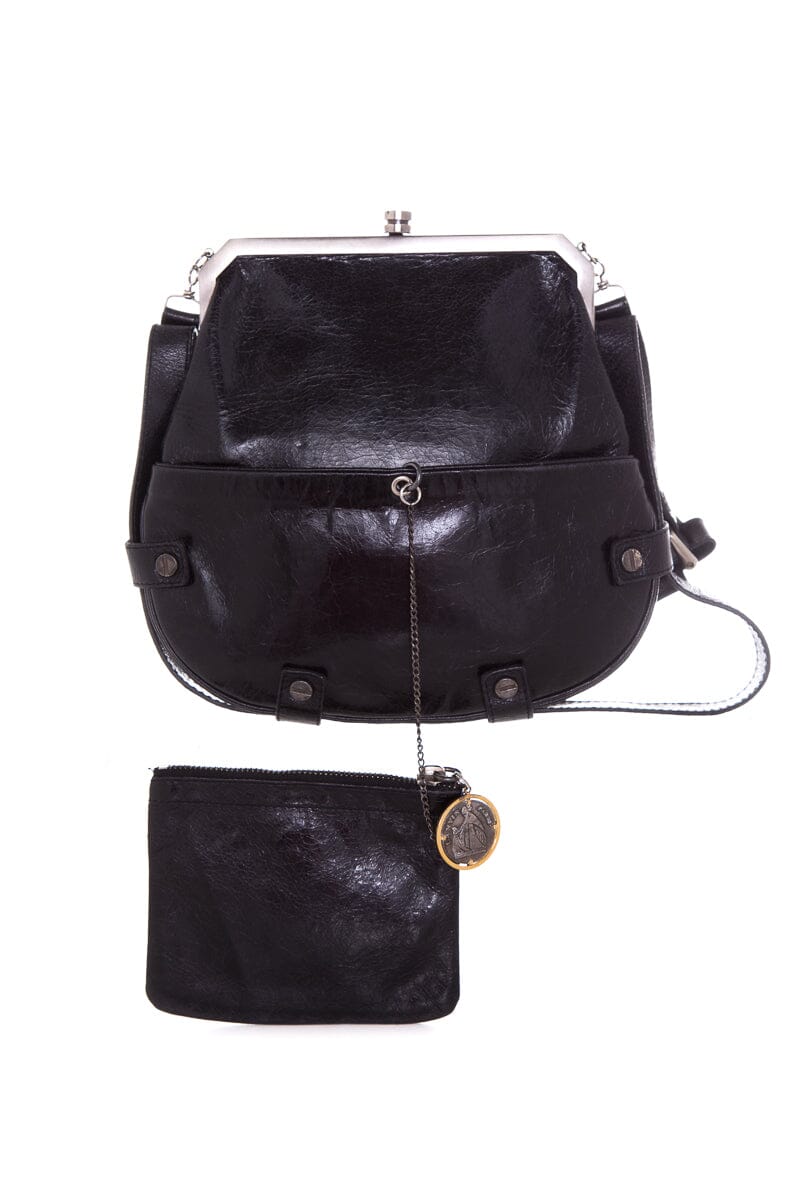 Lanvin Vintage Black Aged Leather Shoulder Bag