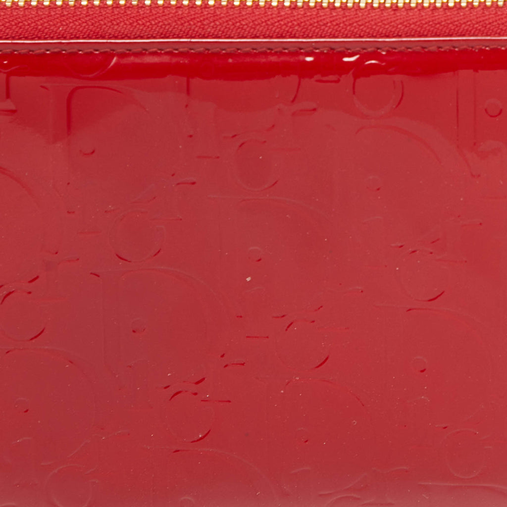 Dior Red Patent Leather Ultimate Zip Around Wallet