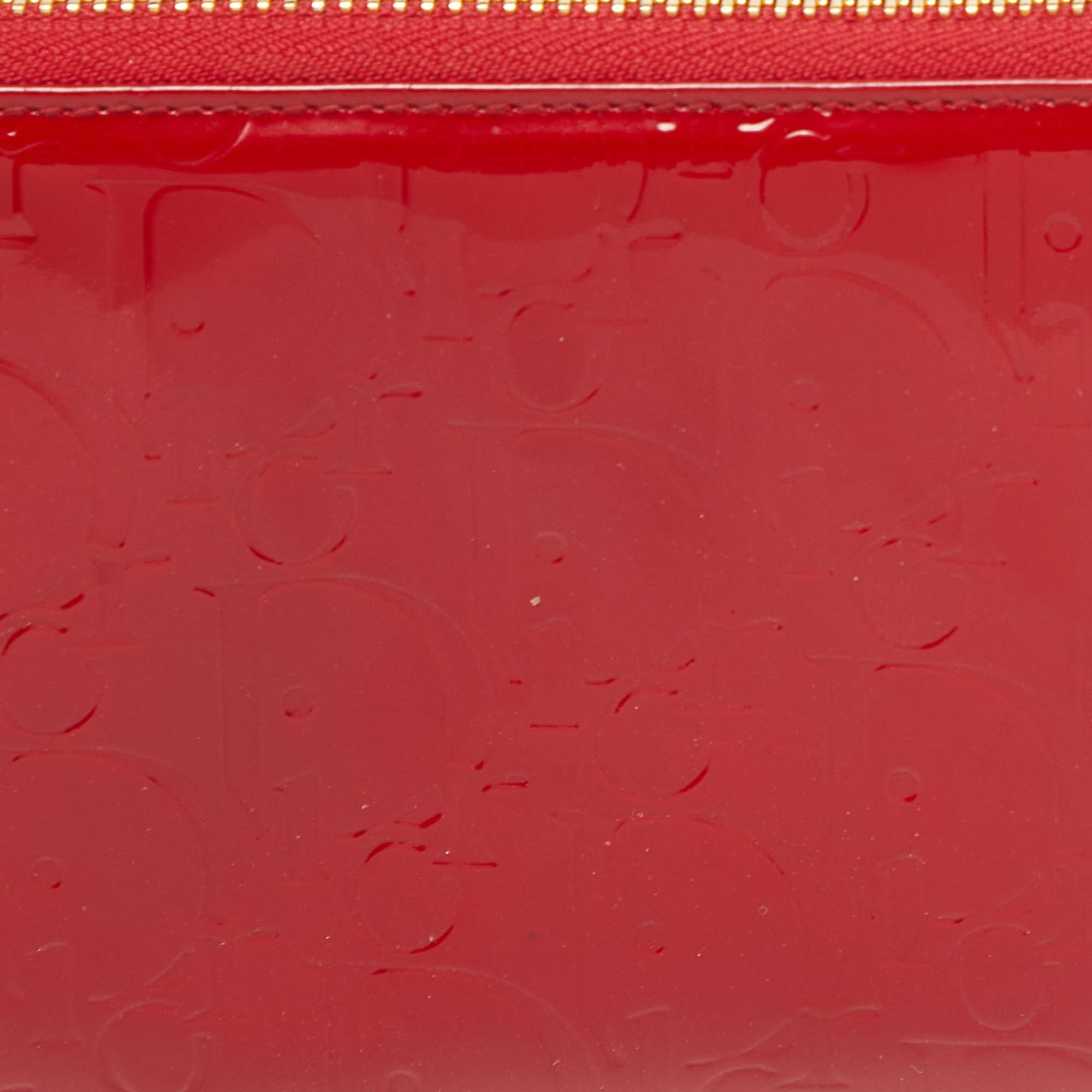 Dior Red Patent Leather Ultimate Zip Around Wallet