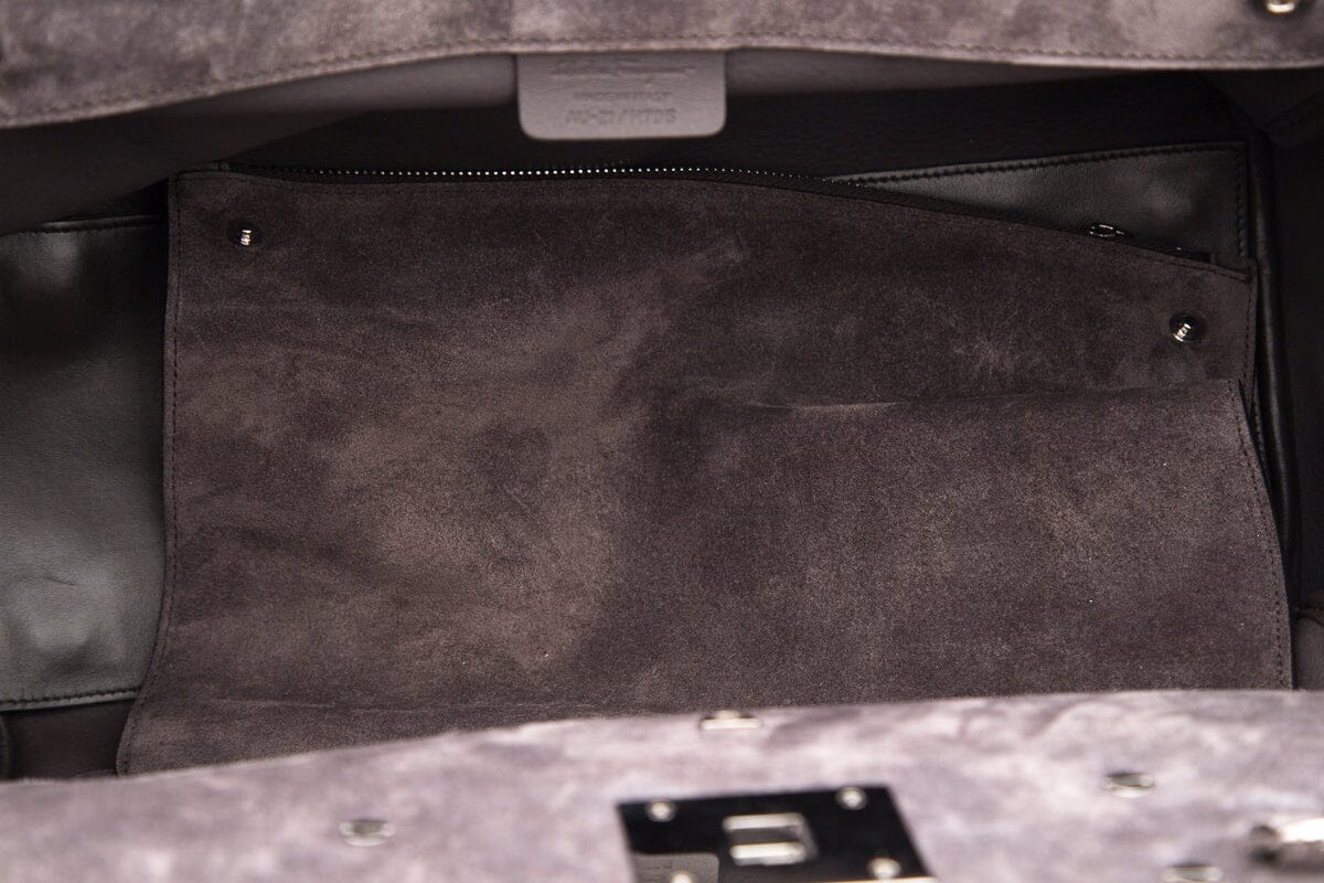 Salvatore Ferragamo Grey Suede Studio Satchel Handbag