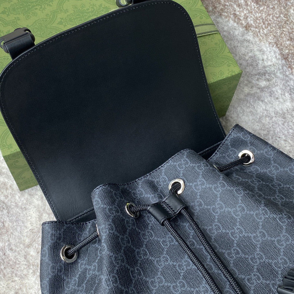 gg Black Backpack Black/Grey Soft gg Supreme Blue And Red Web For Men 16.5in/42cm 495563 K9R8X 1071