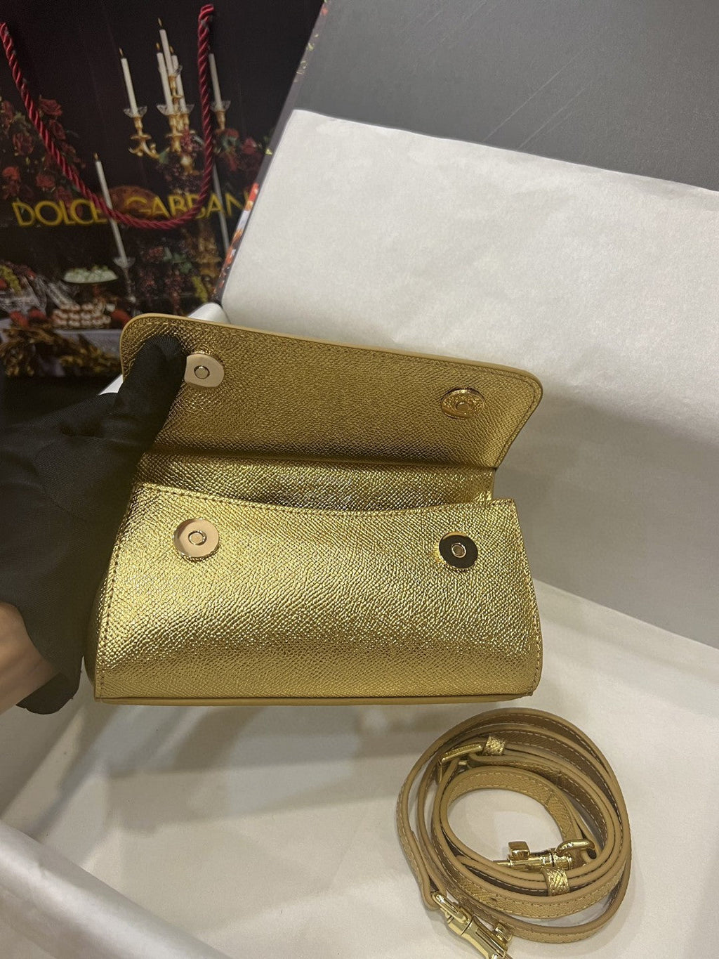 GLAMI Small Sicily Bag In Dauphine Gold For Women 7.5in/19cm GLAMIÃ‚Â 