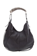 YSL Vintage Black Leather Hobo Handbag