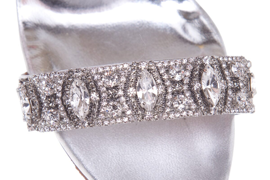 Manolo Blahnik Silver Embellished Heels SZ 36.5