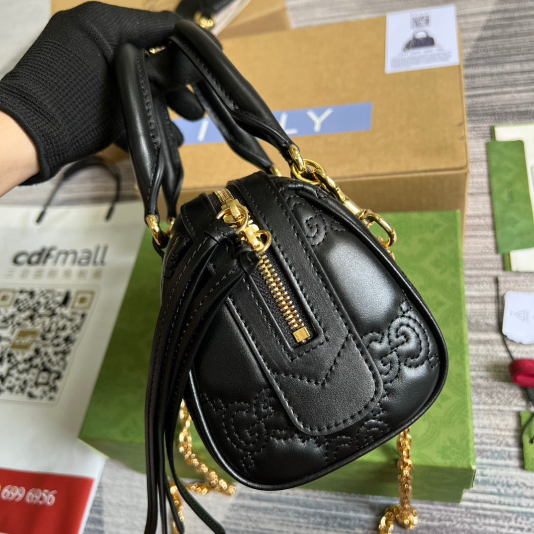 gg Matelasse Top Handle Bag Black For Women, Women’s Bags 7.5in/19cm gg ‎702251 UM8HG 1046