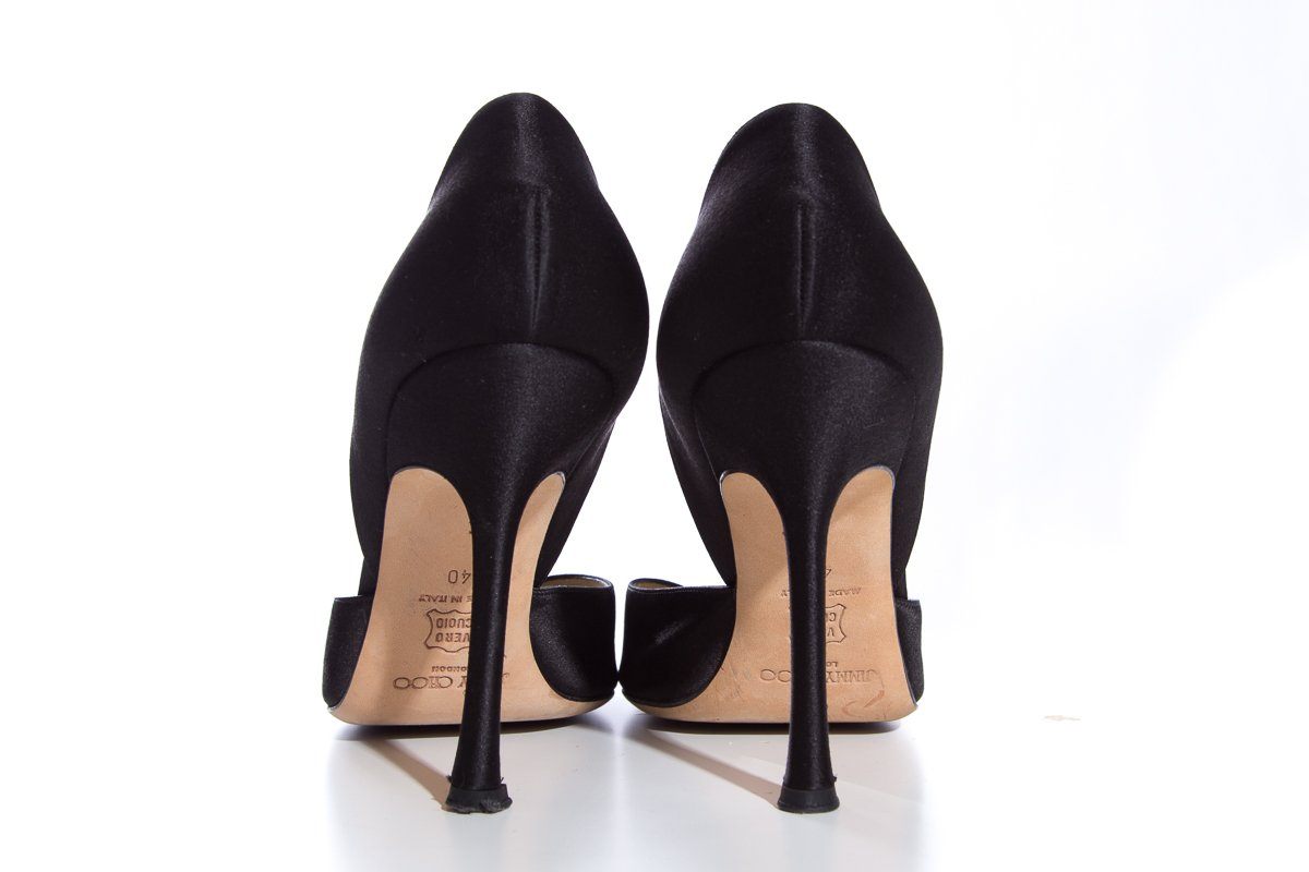 Jimmy Choo Black Satin Heels SZ 40