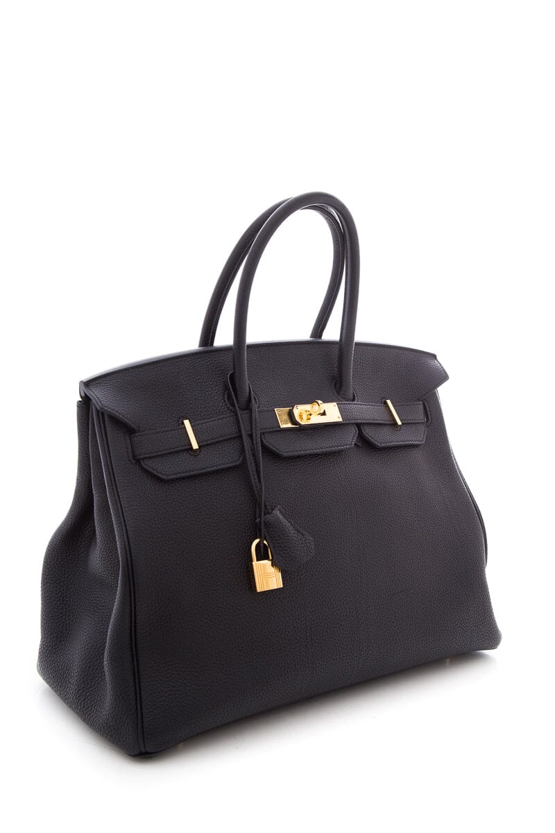 HermÃƒÆ’Ã‚Â¨s 2018  Noir Clemence 35cm Birkin Handbag W/ Gold HW